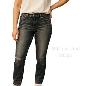 Decree Women Denim LEGGING Dark Gray Distress Ripped Stretchy Jeans Sz Juniors 5